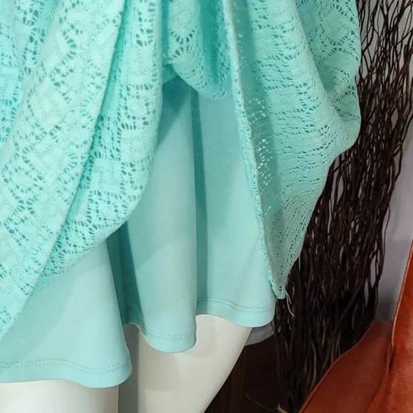 3/$25 Lace Layered Aqua Dress - Picture 5 of 9